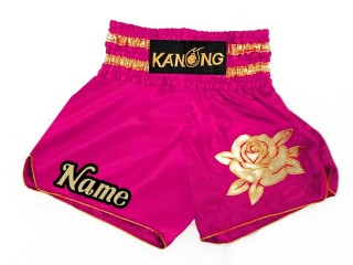 Kanong Customised Pink Rose Muay Thai Shorts : KNSCUST-1175